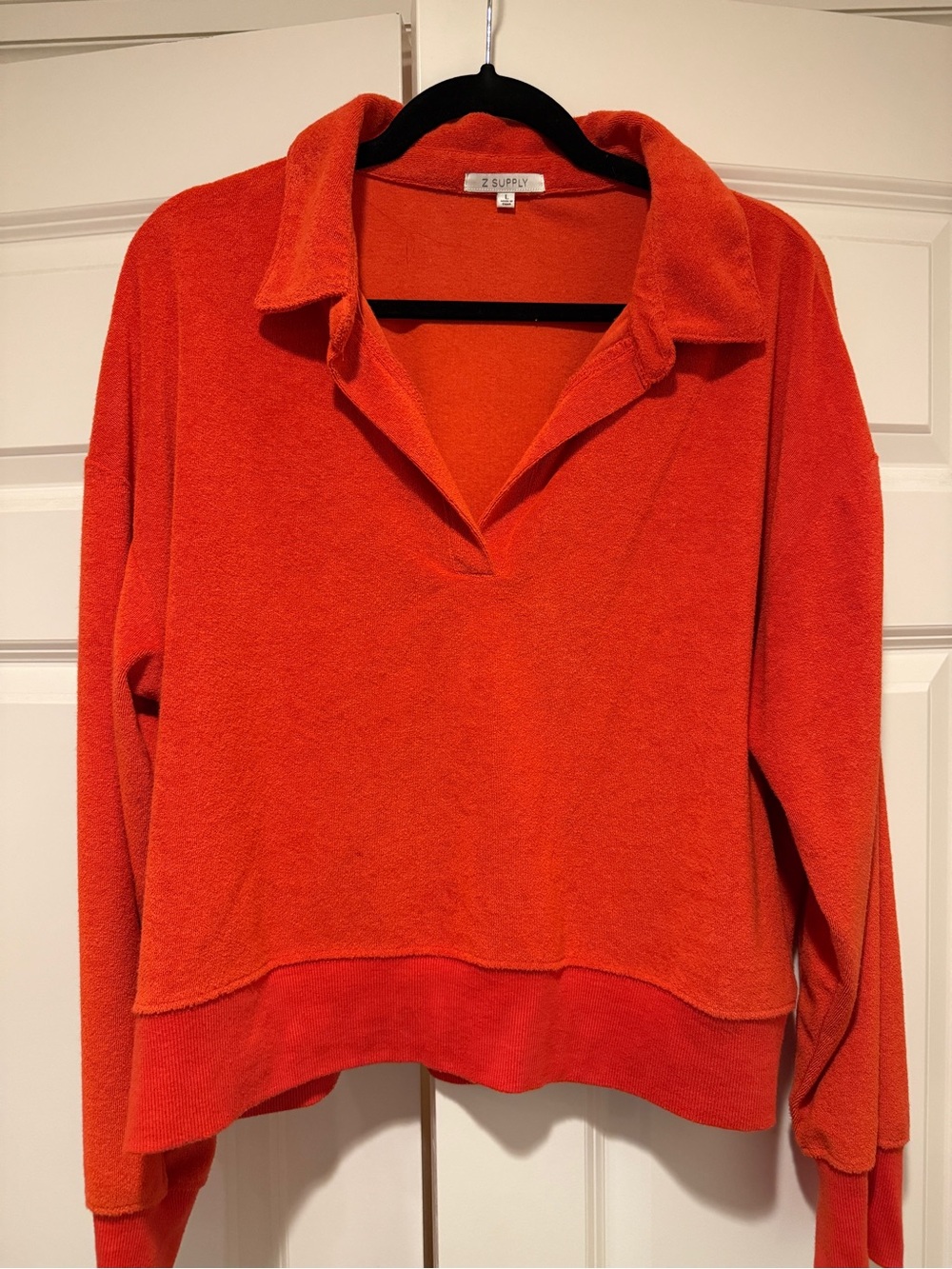 Z Supply Bright Terracotta Orange Terry Pullover Size L